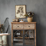 Vintage-Inspired Solid Wood Cabinet with Glass Doors – Elegant Storage Solution for Your Home hdst-4256
