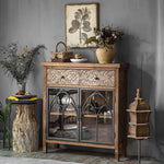 Vintage-Inspired Solid Wood Cabinet with Glass Doors – Elegant Storage Solution for Your Home hdst-4256