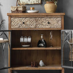 Vintage-Inspired Solid Wood Cabinet with Glass Doors – Elegant Storage Solution for Your Home hdst-4256