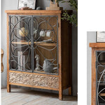 Vintage-Inspired Solid Wood Cabinet with Glass Doors – Elegant Storage Solution for Your Home hdst-4256