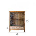 Vintage-Inspired Solid Wood Cabinet with Glass Doors – Elegant Storage Solution for Your Home hdst-4256