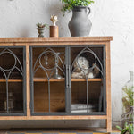 Vintage-Style Cabinet with Chinese Fir and Glass Doors - Elegant Storage Solution hdst-4300