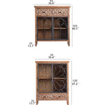 Vintage-Style Cabinet with Chinese Fir and Glass Doors - Elegant Storage Solution hdst-4300