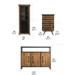 Rustic Chinese Fir and Glass Cabinet with Drawers - Stylish Storage Solution hdst-4302