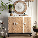 Modern Bedside Cupboard with Elegant Woven Design - Chinese Fir and Density Board Construction hdst-4305