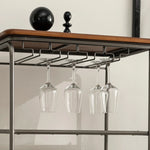 Modern Pine Storage Rack with Glass Doors and Wine Glass Holder for Stylish Home Organization hdst-4307