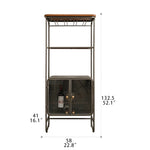 Sleek Pine and Glass Cabinet with Wine Rack and Display Shelves hdst-4308