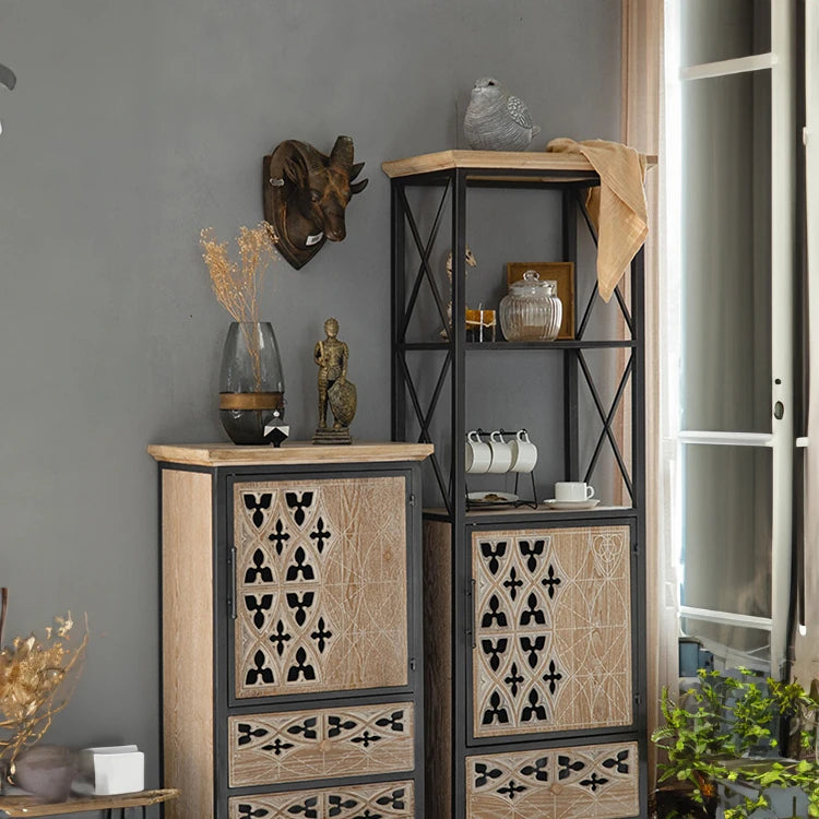 Elegant Chinese Fir Cabinet with Intricate Design - Perfect for Your Living Space hdst-4309