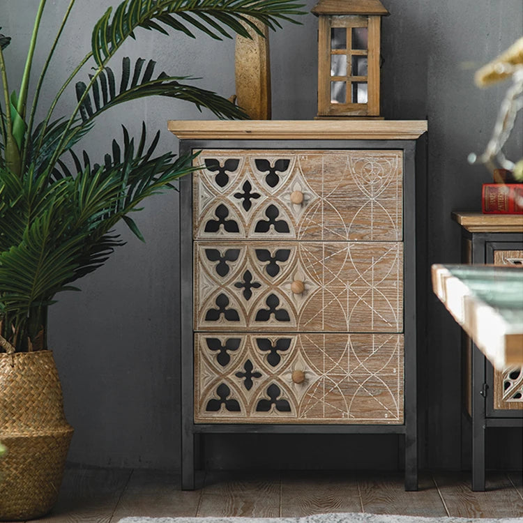 Elegant Chinese Fir Cabinet with Intricate Design - Perfect for Your Living Space hdst-4309