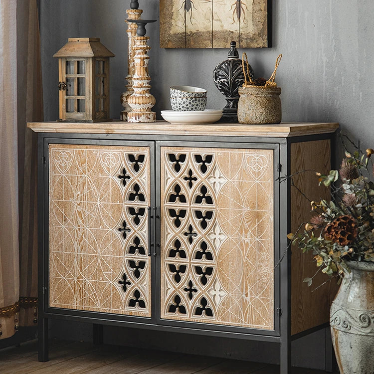 Elegant Chinese Fir Cabinet with Intricate Design - Perfect for Your Living Space hdst-4309