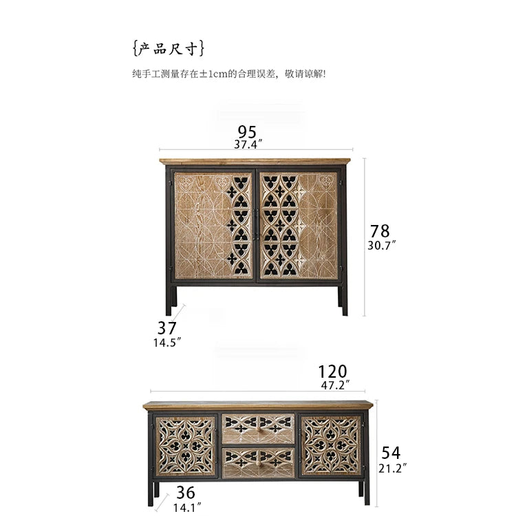 Elegant Chinese Fir Cabinet with Intricate Design - Perfect for Your Living Space hdst-4309