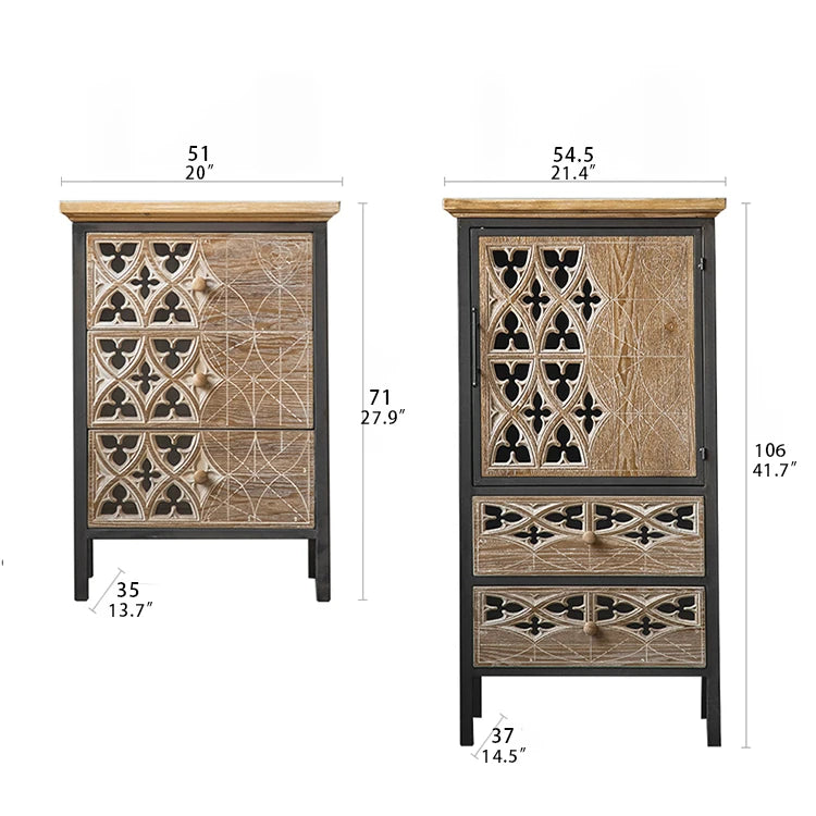 Elegant Chinese Fir Cabinet with Intricate Design - Perfect for Your Living Space hdst-4309