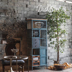 Vintage Industrial Solid Wood Cabinet with Glass Doors - Stylish Storage Solution for Home and Office Decor hdst-4312