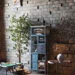 Vintage Industrial Solid Wood Cabinet with Glass Doors - Stylish Storage Solution for Home and Office Decor hdst-4312