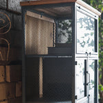 Vintage Industrial Solid Wood Cabinet with Glass Doors - Stylish Storage Solution for Home and Office Decor hdst-4312