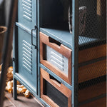 Vintage Industrial Solid Wood Cabinet with Glass Doors - Stylish Storage Solution for Home and Office Decor hdst-4312