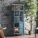 Vintage Industrial Solid Wood Cabinet with Glass Doors - Stylish Storage Solution for Home and Office Decor hdst-4312