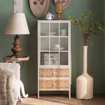 Stylish Display Cabinet with Chinese Fir and Glass Doors - Elegant Storage Solution with Intricate Detailing hdst-4314