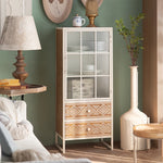 Stylish Display Cabinet with Chinese Fir and Glass Doors - Elegant Storage Solution with Intricate Detailing hdst-4314