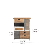 Rustic Charm Multi-Tier Cabinet with Chinese Fir & Sleek Metal Design hdst-4320