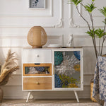 Stylish Chinese Fir Cabinet with Tempered Glass Doors - Modern Accent Storage Unit hdst-4322