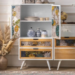 Stylish Chinese Fir Cabinet with Tempered Glass Doors - Modern Accent Storage Unit hdst-4322
