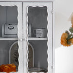 Vintage-Inspired White Cabinet with Tempered Glass Doors - Elegant Home Display and Storage Solution hdst-4325