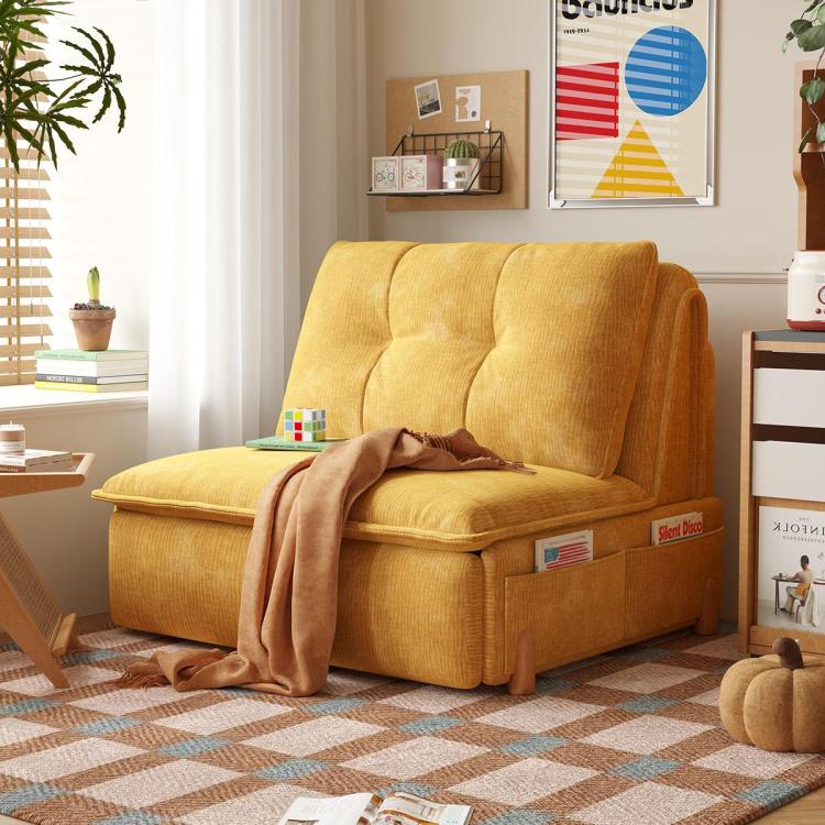 Power Reclining Sofa Bed, Extendable Fold-Out Sleeper Sofa for Small Spaces, Multifunctional Single or Loveseat Soft and Breathable Cotton-Linen Upholstery hemw-am-327