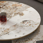 Elegant Marble Coffee Table Set with Sleek Gold Accents - Modern Living Room Centerpiece hfcjp-4011