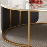 Elegant Marble Coffee Table Set with Sleek Gold Accents - Modern Living Room Centerpiece hfcjp-4011