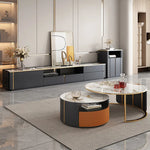 Elegant Marble Coffee Table Set with Sleek Gold Accents - Modern Living Room Centerpiece hfcjp-4011