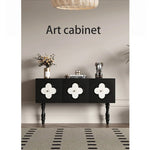Elegant Solid Wood Cabinet with Multi-layer Board Shell - Stylish Black Design for Modern Homes hfgxc-4861