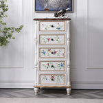 Elegant Pine Density Board Cabinet with Hand-Painted Floral Design – Vintage Storage Solution for Home Decor hfgxc-4864