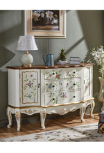 Elegant Pine Density Board Cabinet with Hand-Painted Floral Design – Vintage Storage Solution for Home Decor hfgxc-4864