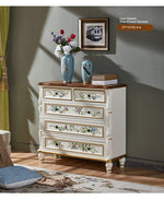 Elegant Pine Density Board Cabinet with Hand-Painted Floral Design – Vintage Storage Solution for Home Decor hfgxc-4864