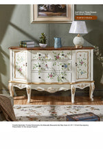 Elegant Pine Density Board Cabinet with Hand-Painted Floral Design – Vintage Storage Solution for Home Decor hfgxc-4864