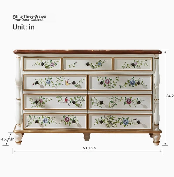 Elegant Pine Density Board Cabinet with Floral Design – Stylish Storage Solution for Home Decor hfgxc-4865