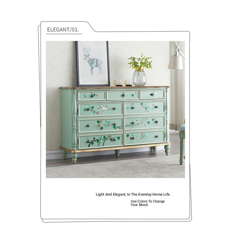 Elegant Pine Density Board Cabinet with Floral Design – Stylish Storage Solution for Home Decor hfgxc-4865