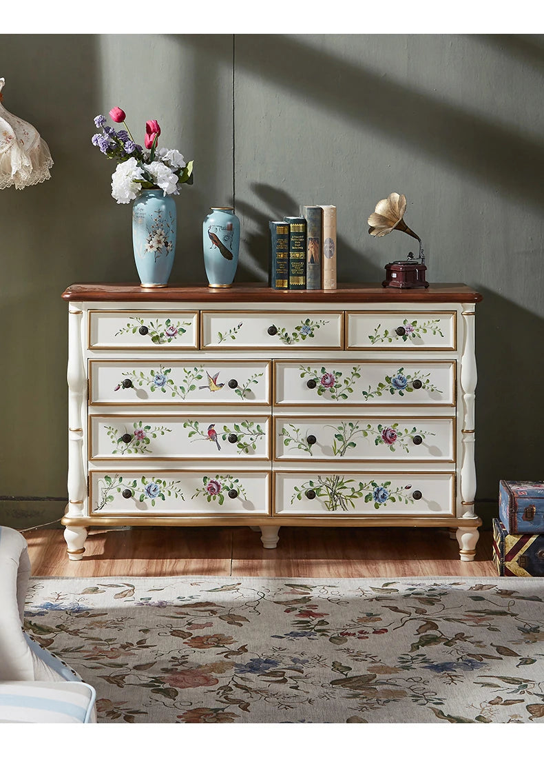 Elegant Pine Density Board Cabinet with Floral Design – Stylish Storage Solution for Home Decor hfgxc-4865