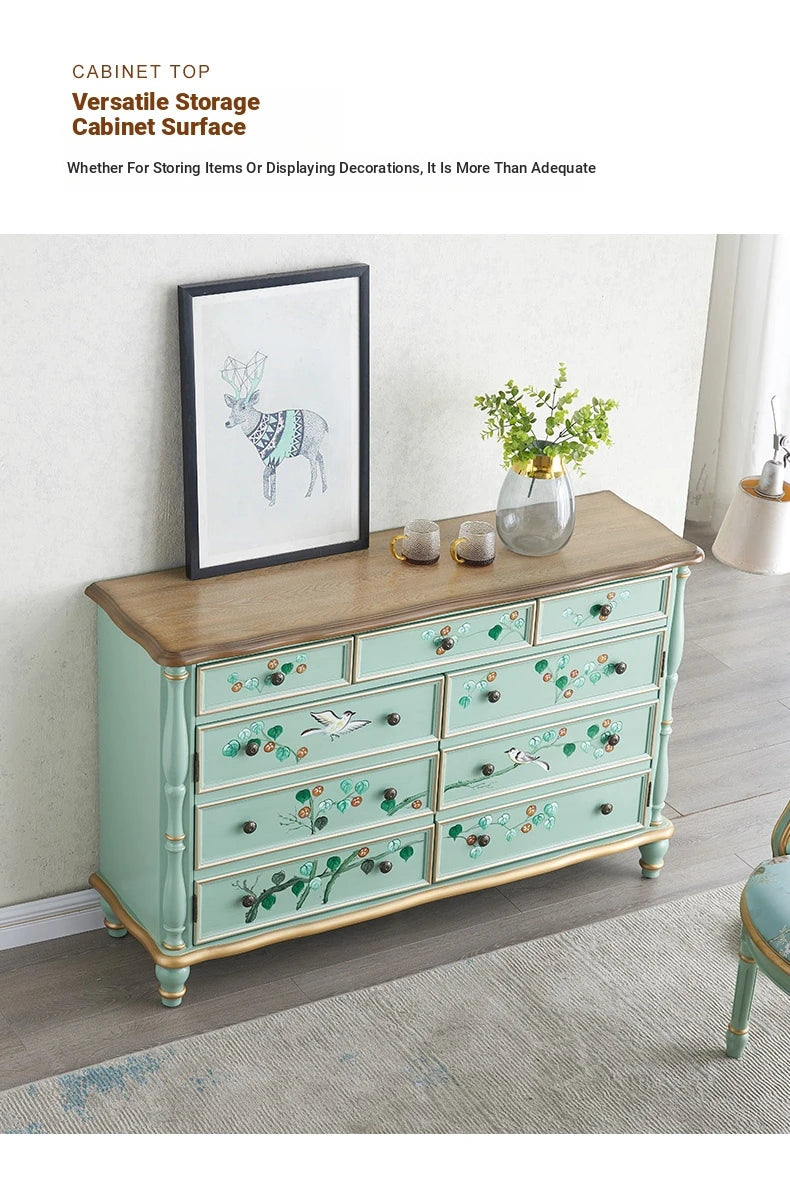 Elegant Pine Density Board Cabinet with Floral Design – Stylish Storage Solution for Home Decor hfgxc-4865