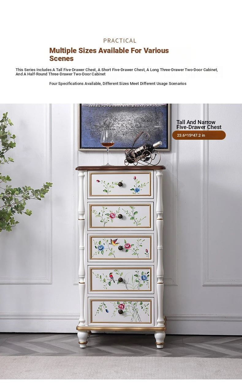 Elegant Pine Density Board Cabinet with Floral Design – Stylish Storage Solution for Home Decor hfgxc-4865