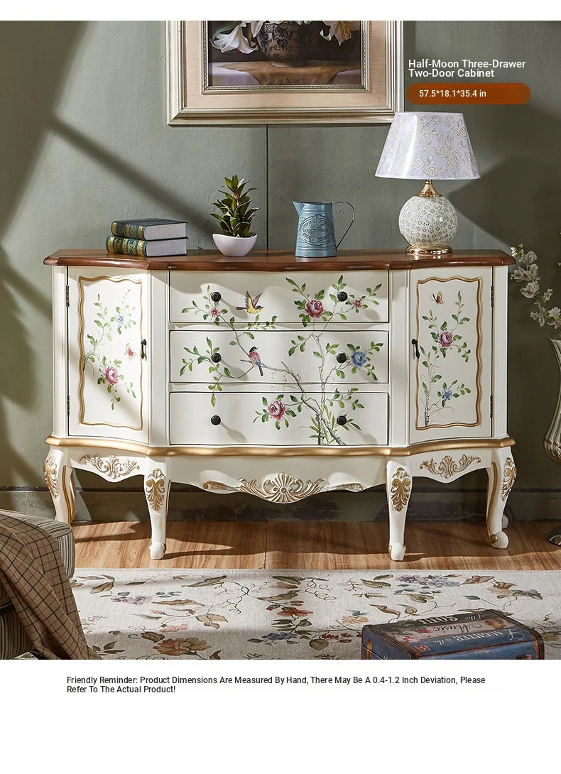 Elegant Pine Density Board Cabinet with Floral Design – Stylish Storage Solution for Home Decor hfgxc-4865