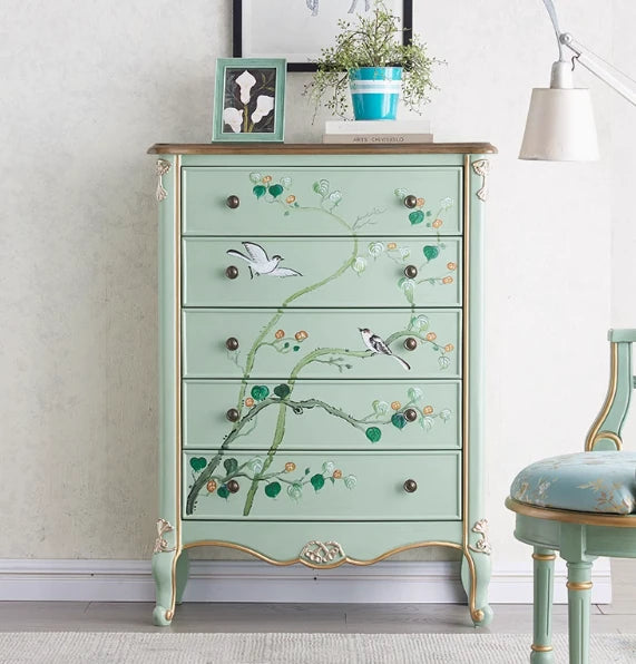 Elegant Pine Density Board Cabinet with Artistic Hand-Painted Design - Perfect Storage Solution for Your Home hfgxc-4866