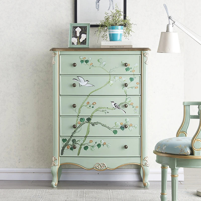 Elegant Pine Density Board Cabinet with Artistic Hand-Painted Design - Perfect Storage Solution for Your Home hfgxc-4866
