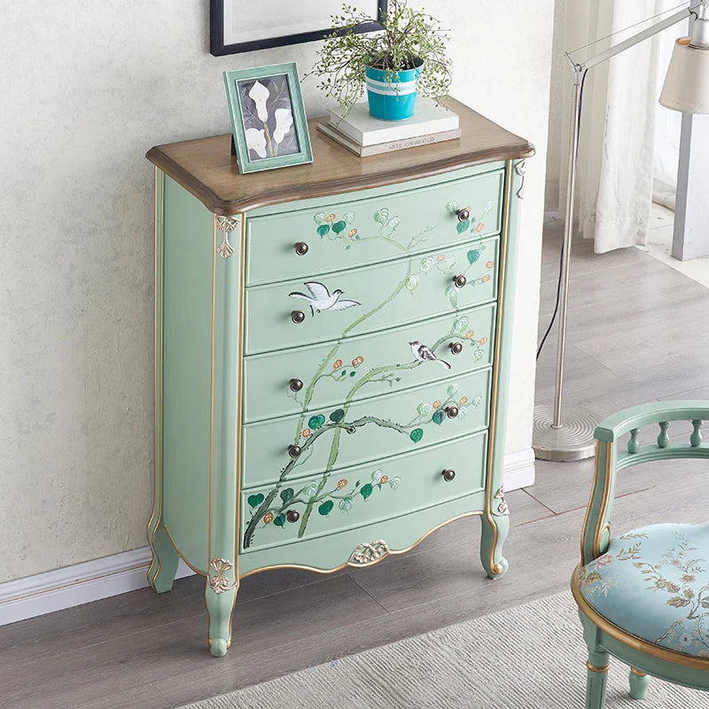 Elegant Pine Density Board Cabinet with Artistic Hand-Painted Design - Perfect Storage Solution for Your Home hfgxc-4866