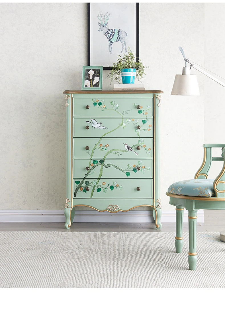 Elegant Pine Density Board Cabinet with Artistic Hand-Painted Design - Perfect Storage Solution for Your Home hfgxc-4866