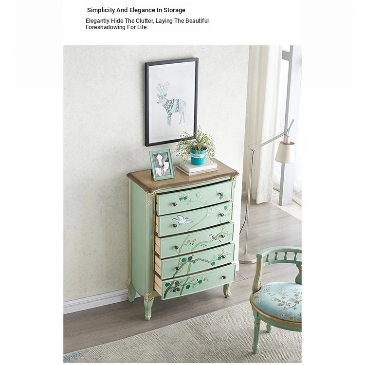 Elegant Pine Density Board Cabinet with Artistic Hand-Painted Design - Perfect Storage Solution for Your Home hfgxc-4866