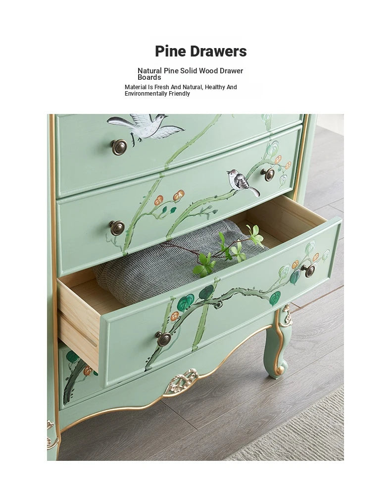 Elegant Pine Density Board Cabinet with Artistic Hand-Painted Design - Perfect Storage Solution for Your Home hfgxc-4866