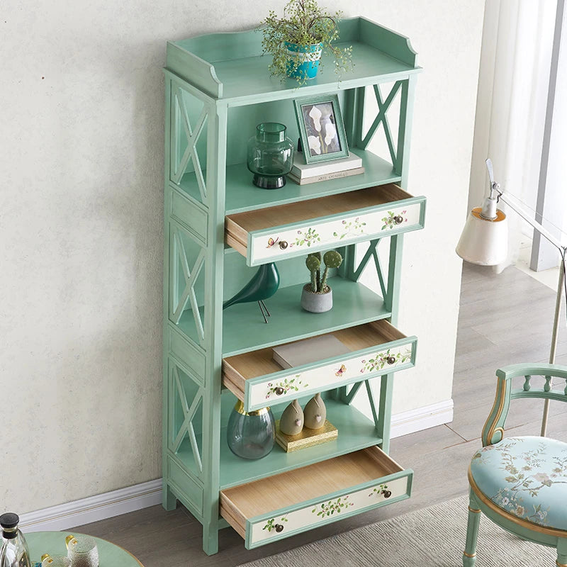 Charming Pine Density Board Cabinet with Floral Accents - Stylish Storage Solution for Any Room hfgxc-4867