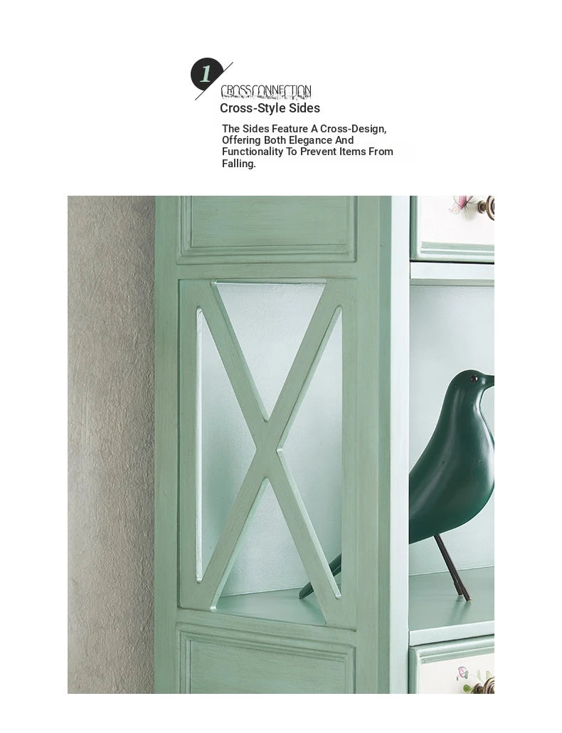 Charming Pine Density Board Cabinet with Floral Accents - Stylish Storage Solution for Any Room hfgxc-4867